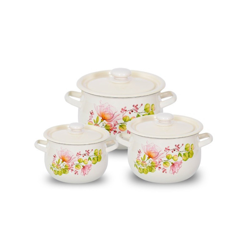 Набор кастрюль Idilia №792 Цветочная молочная Вуаль 43456