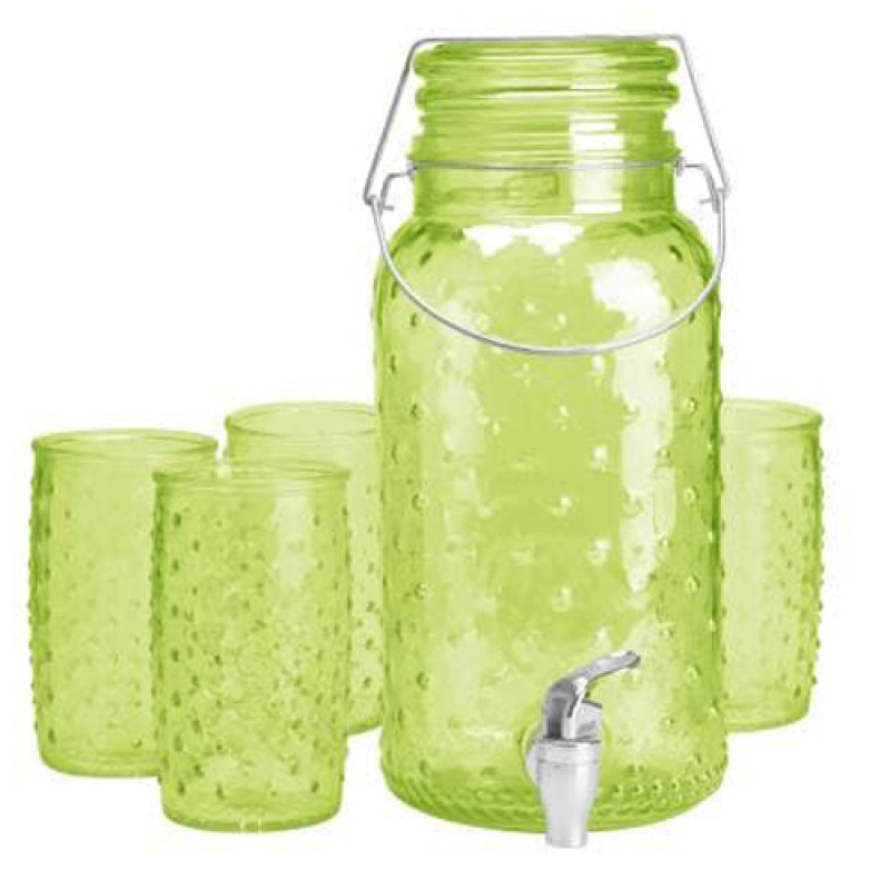 Набір лимонадник 4 л та 4 стакани SNT Кактус 9099-2 - Чорний/Червоний