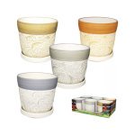 Вазон 17*17*15см, 4кол.Тисненний візерунок Мікс 90503 - Сірий