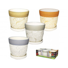 Вазон 17*17*15см, 4кол.Тисненний візерунок Мікс 90503