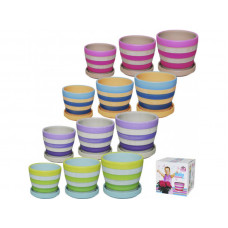 Набір вазонів 3шт 4кол Кольорові смужки Мікс 90512