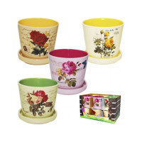 Вазон 14*14*12см, 4кол. Деколь Троянда Мікс 90517