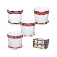 Вазон 12*12*10см, 4кол. Вишиванка червона Мікс 90520