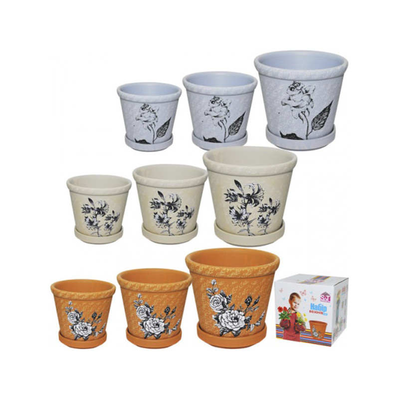 Набір вазонів 3шт 4кол Деколь графіт Мікс 90513 - Димка