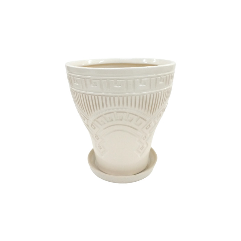 Горщик керамічний КООП Еклер Рим Пісковий 21 см 0097 - Білий