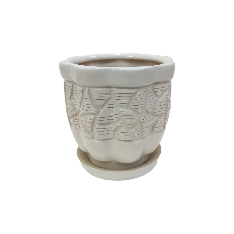 Набір горщиків КООП Туна 2 пр h-18/12 см Листок Арт Білий 0221 - Авокадо