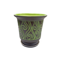 Горщик керамічний КООП Дзвін Завиток Зелений/Графіт 11 см 0063
