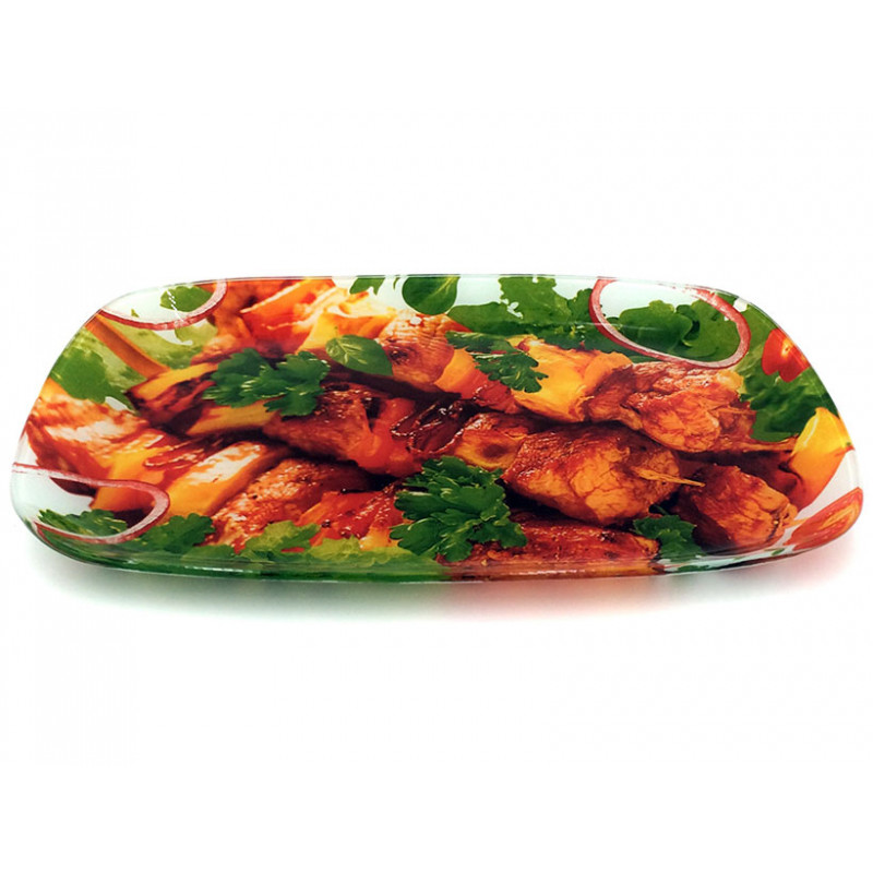 Блюдо скляне Lumines 29,5*21 см прямокутне Шашлик петрушка S445012C/U042/12