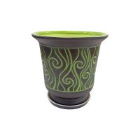 Горщик керамічний КООП Дзвін Завиток Зелений/Графіт 16 см 0063