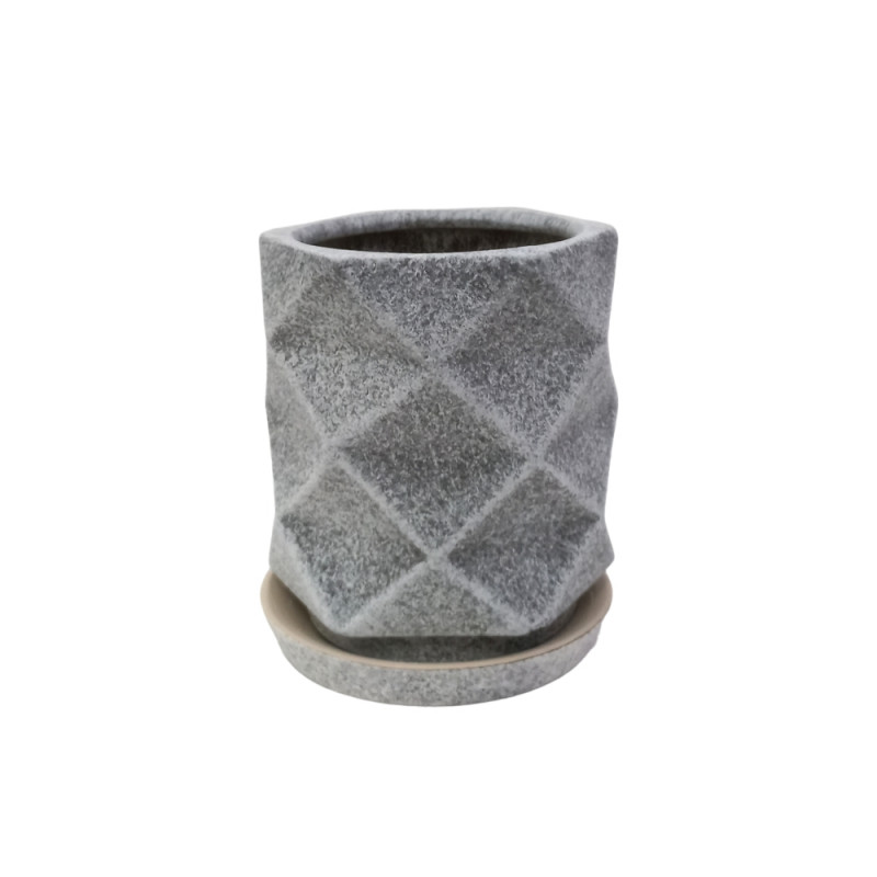 Набір горщиків КООП Цитрин 2 пр h-30/19 см Сірий Мармур 0223 - Графіт