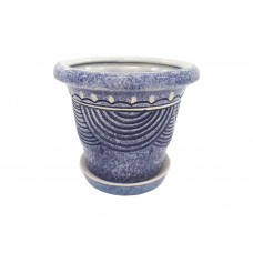 Горщик керамічний КООП Пальмовка Півколо Синій Мармур 11 см 0104