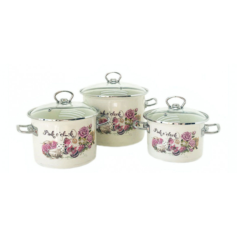 Набір каструль Idilia №1500 Час рожевого 40705 - Мармур