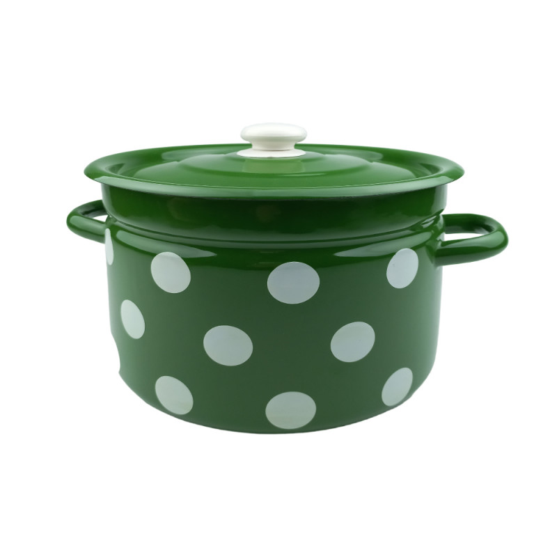 Каструля Idilia 9 л 1621/4 Білий горох Зелений 42134 - Мармур