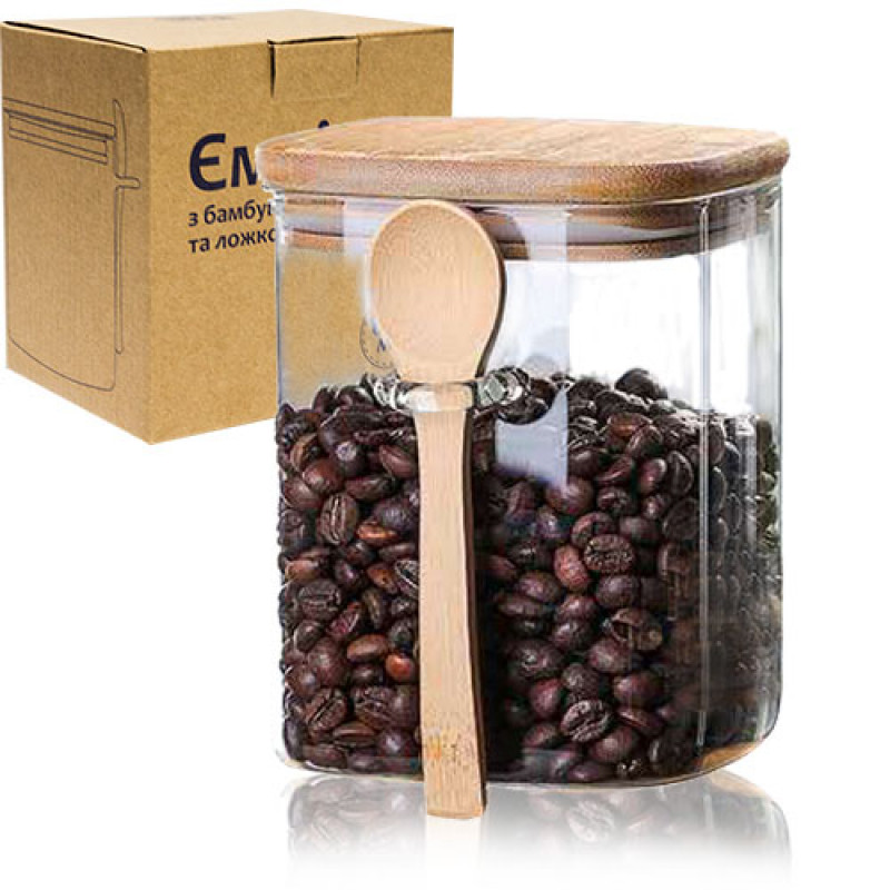 Ємність SNT з бамбуковою кришкою та ложкою 600 мл 32243 - Сірий металік
