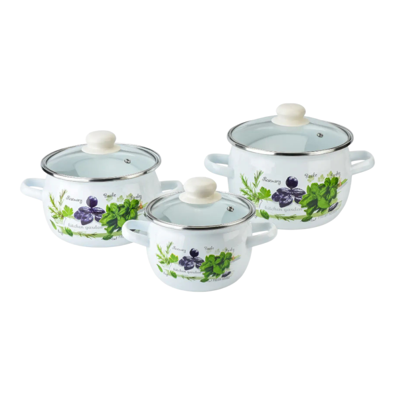 Набір каструль Idilia №6928 Зелень фреш 41694 - Золотистий