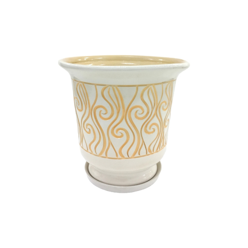 Горщик керамічний КООП Дзвін Завиток Помаранч 24 см 0063 - Помаранчевий Прозорий