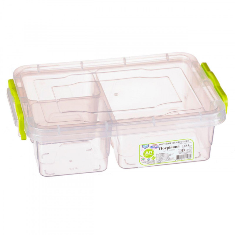 Контейнер потрійний Ал-пласт із зажимами 1,63 л  - Соняшник