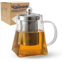 Чайник-заварник SNT 600 мл квадратний з металевим ситом 32239