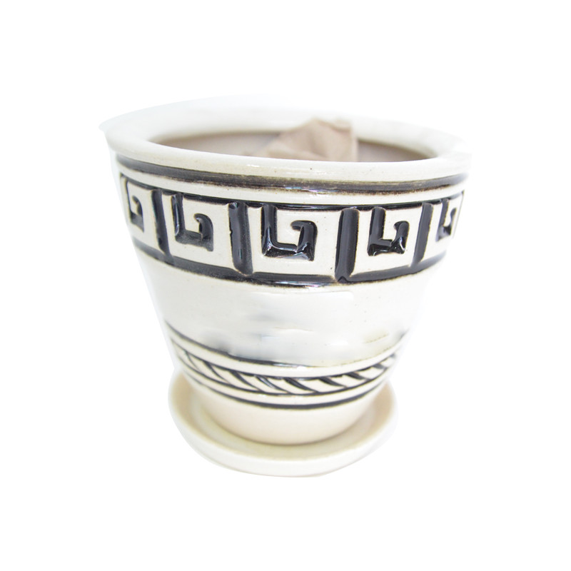 Горщик Конус Рим чорно-білий 25 см - Фіолетовий