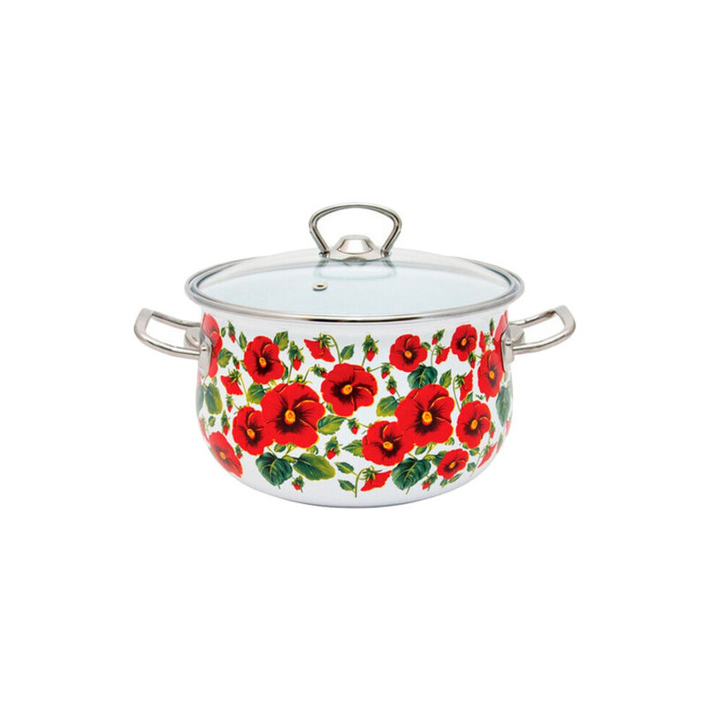 Каструля Infinity Червоний мак ED-1176 кругла 2,1 л 16 см 6625126 - Латте