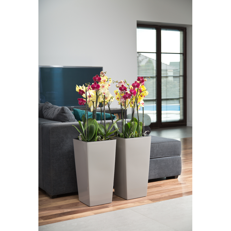 Горщик терасний Ламела PL Фінезія 19 см з вкладом 532 - Чорний Бетон