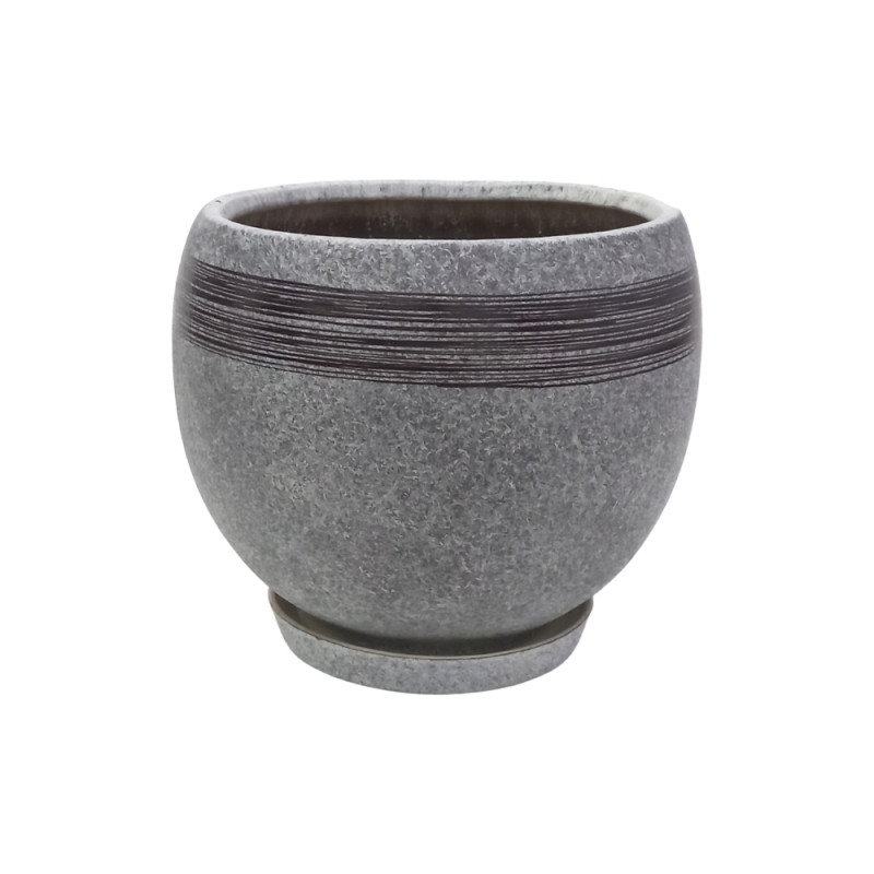 Набір горщиків КООП Шар 2 пр h-16/13 см Нитка Сірий Мармур 0014 - Оливковий