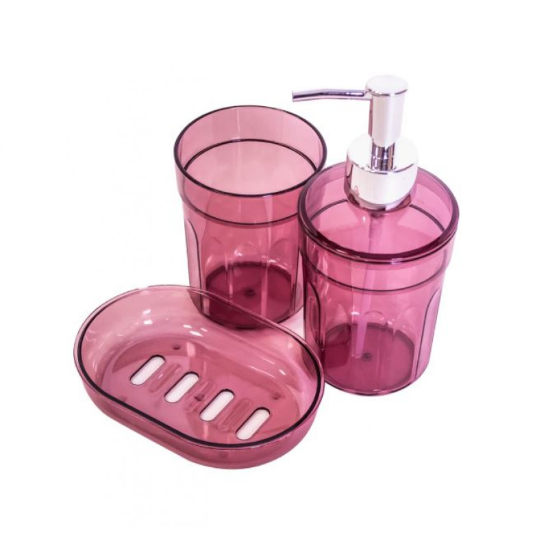 Набір аксесуарів для ванної 3 пр Eco Fabric Moon Прозорий Бордовий TRL-2032-ТМ - Голубий