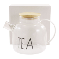 Чайник скляний Interos Декор 1000 мл з бамбуковою кришкою TP1500H