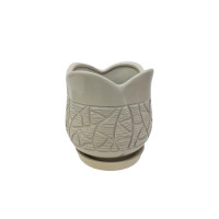 Набір горщиків КООП Крокус 4 пр h-24/20/14/10 см Листок Арт Кремовий 0081