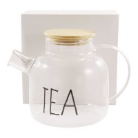 Чайник скляний Interos Декор 1000 мл з бамбуковою кришкою TP1500H