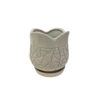 Набір горщиків КООП Крокус 4 пр h-24/20/14/10 см Листок Арт Кремовий 0081