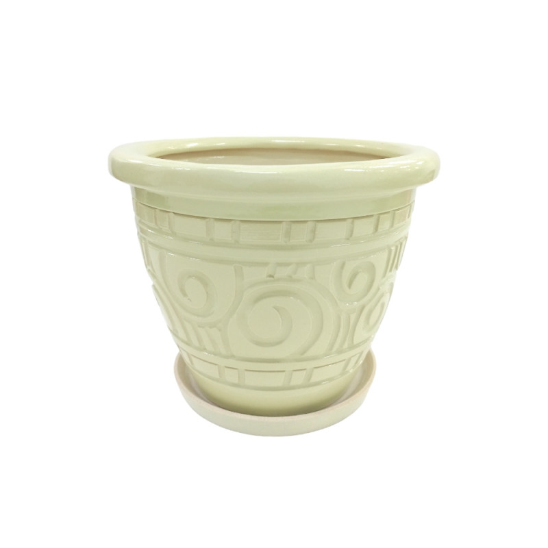 Горщик керамічний КООП Квітка Завиток Фісташковий 19 см 0007 - Фіолетовий