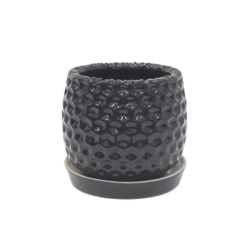 Горшок КООП Кактусник Личи 12 см 0,5л Соты Черный 0213