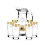 EAV63-3944/402 Істанбул Кувшин 1л + стакан 6шт 310мл Барокко - Чорний/Червоний