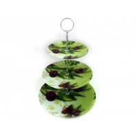 Фруктовниця скляна Lumines 3-ярусна 6/8/10 Олива S3000T/S3/ T067