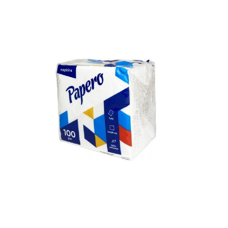 Серветки паперові Papero 100 аркушів одношарові 24*24 см NS031 - Red