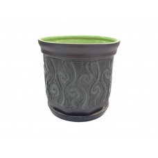 Горщик керамічний КООП Кіто Завиток Зелений/Графіт 12 см 0078