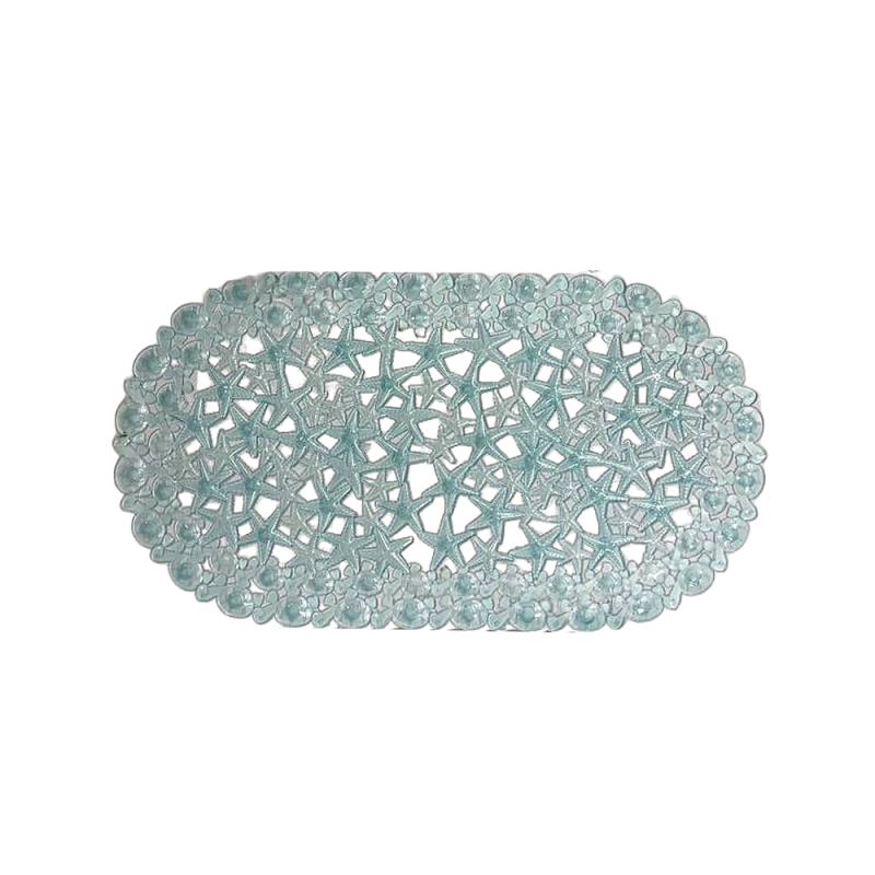 Килимок для душової Eco Fabric Морська зірка 68х37см Прозоро-блакитний 6837-007 - Салатовий