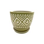 Горщик керамічний КООП Сицилія Лабіринт Оливковий 13 см 0001 - Помаранчевий Прозорий