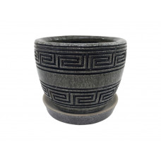 Горщик керамічний КООП Верона Лабіринт Сірий Глянець 10 см 0002