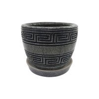 Горщик керамічний КООП Верона Лабіринт Сірий Глянець 10 см 0002