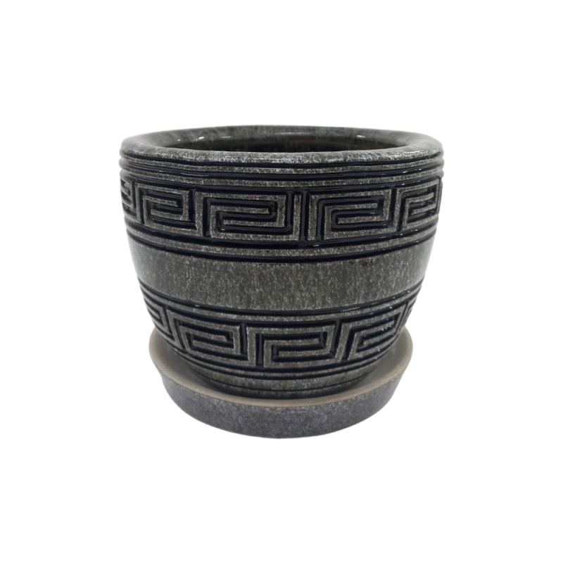 Горщик керамічний КООП Верона Лабіринт Сірий Глянець 10 см 0002 - Мармур