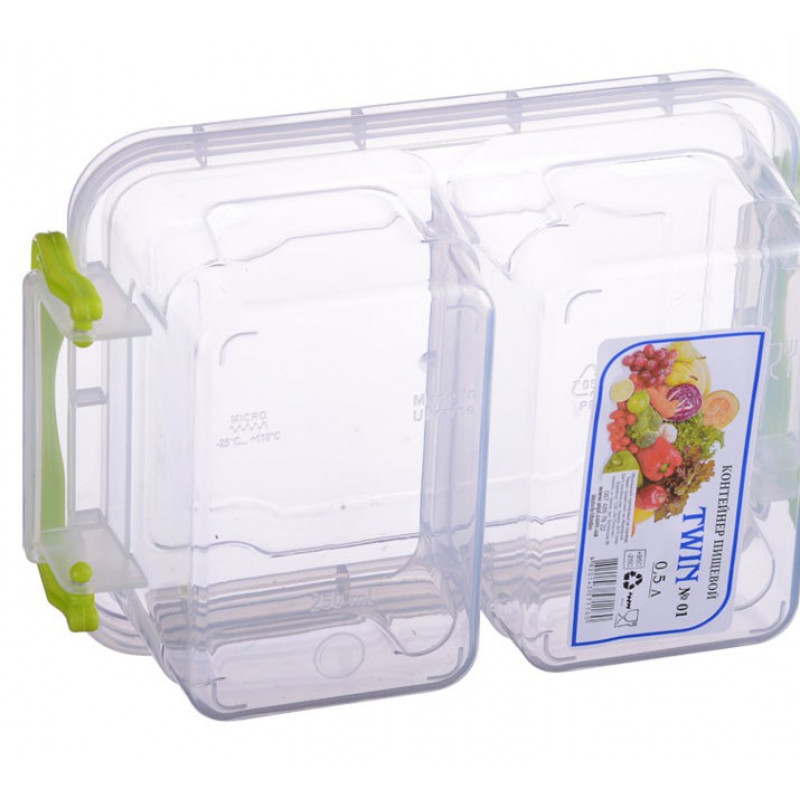 Контейнер подвійний Ал-пласт із зажимами 0,5 л - Лагуна