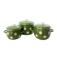Набір каструль Idilia №948 Білий горох зелений 41645