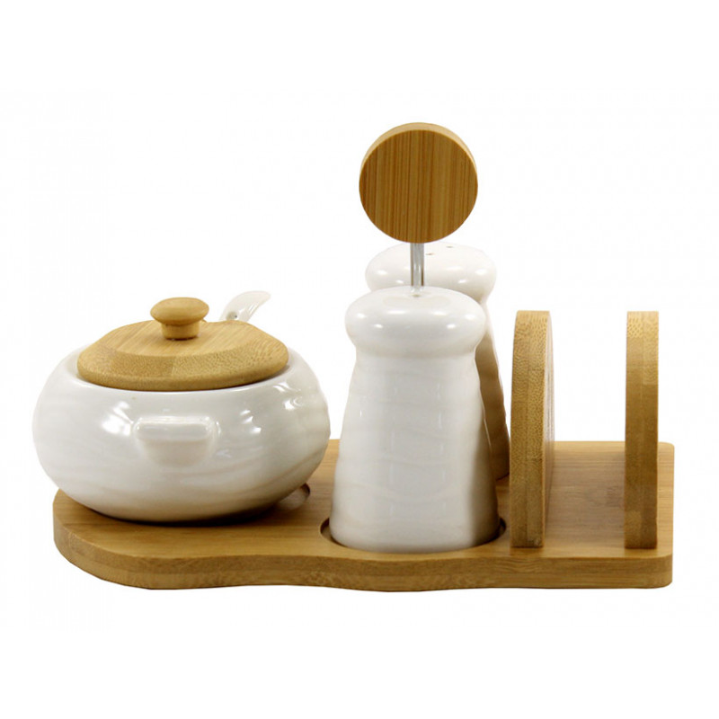 Сільничка+перечниця Interos на деревяній підставці PJ01469 - Лосось