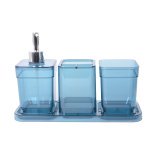 Набір аксесуарів для ванної 4 пр Eco Fabric Cube Прозорий Бірюзовий TRL-2044-TT - Фіолетовий