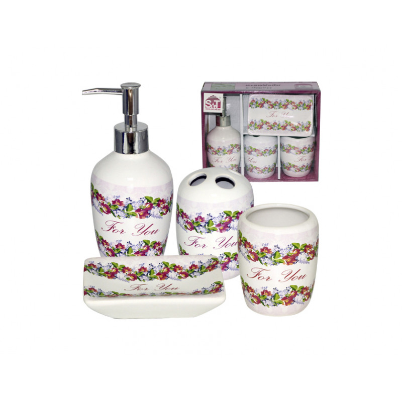 Набір аксесуарів для ванної 4 пр SNT Квітковий вальс 888-06-005