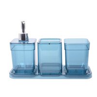 Набір аксесуарів для ванної 4 пр Eco Fabric Cube Прозорий Бірюзовий TRL-2044-TT