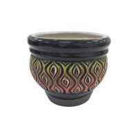 Горщик керамічний КООП Кувшинка Пава Чорний 18 см 0030