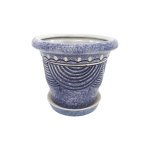 Набір горщиків КООП Пальмовка 3 пр h-17/14/11 см Півколо Синій Мармур 0104 - Антрацит/Кремовий